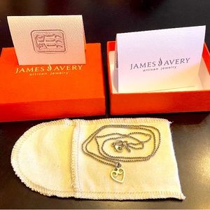 Vintage James Avery Sterling Silver Scrolled Heart Charm Pendant & Necklace FIRM